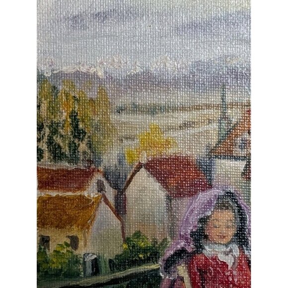 Oil Painting Woman In Countryside Signed Student Artist 8 X 10 Garden Village - Picture 16 of 16